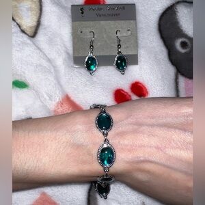 y2k fairy aquamarine earrings & bracelet set